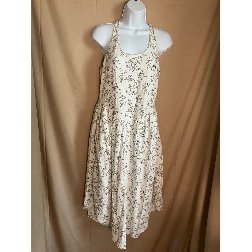 Universal Thread Midi Dress Womens Small Cream Floral Excellent Linen Racerback